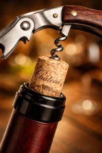 Ouverture bouteille vin avec tire-bouchon