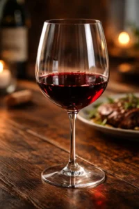 Verre de vin bordeaux servi