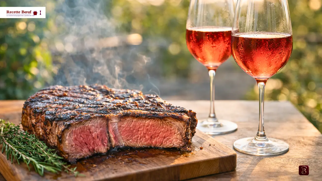 Vin Rosé avec du Bœuf