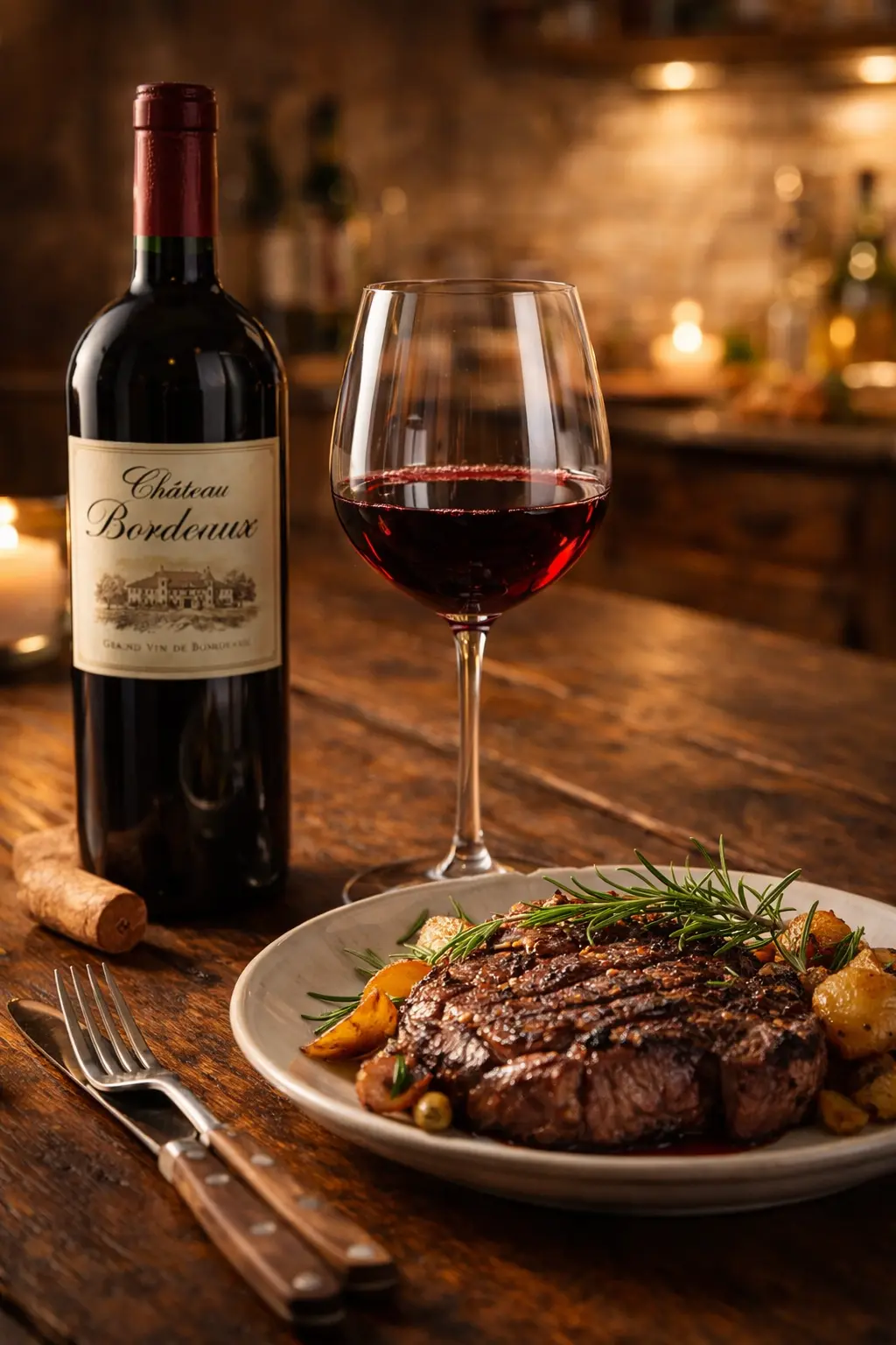 Sélection vins bordeaux pas cher avec côte de bœuf grillée