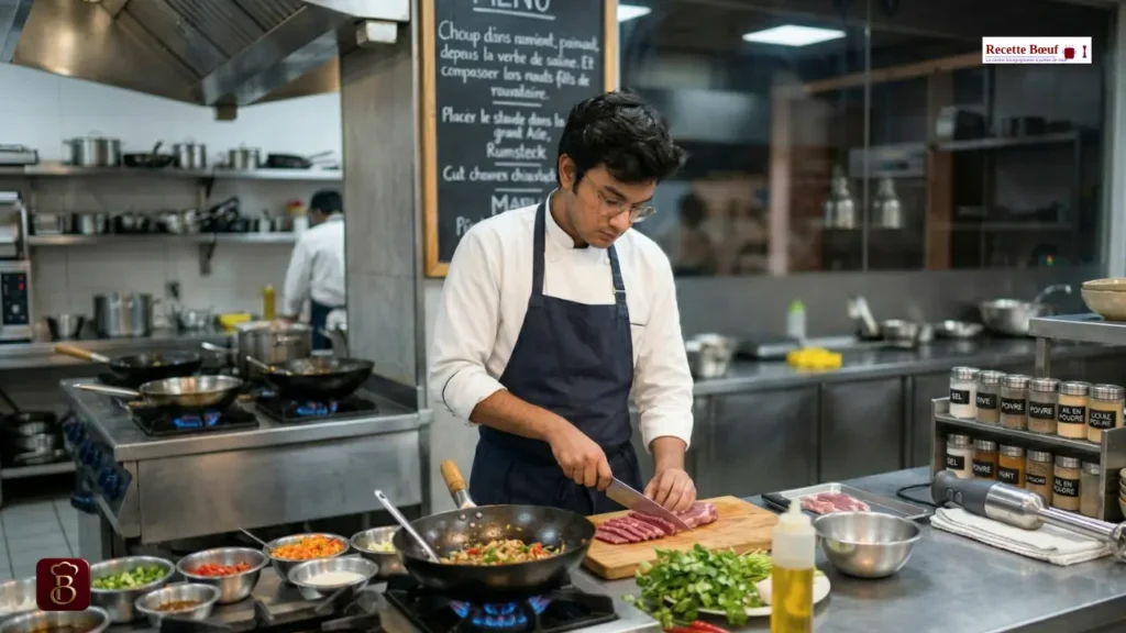 Le chef Vikrant cuisine dans la cuisine